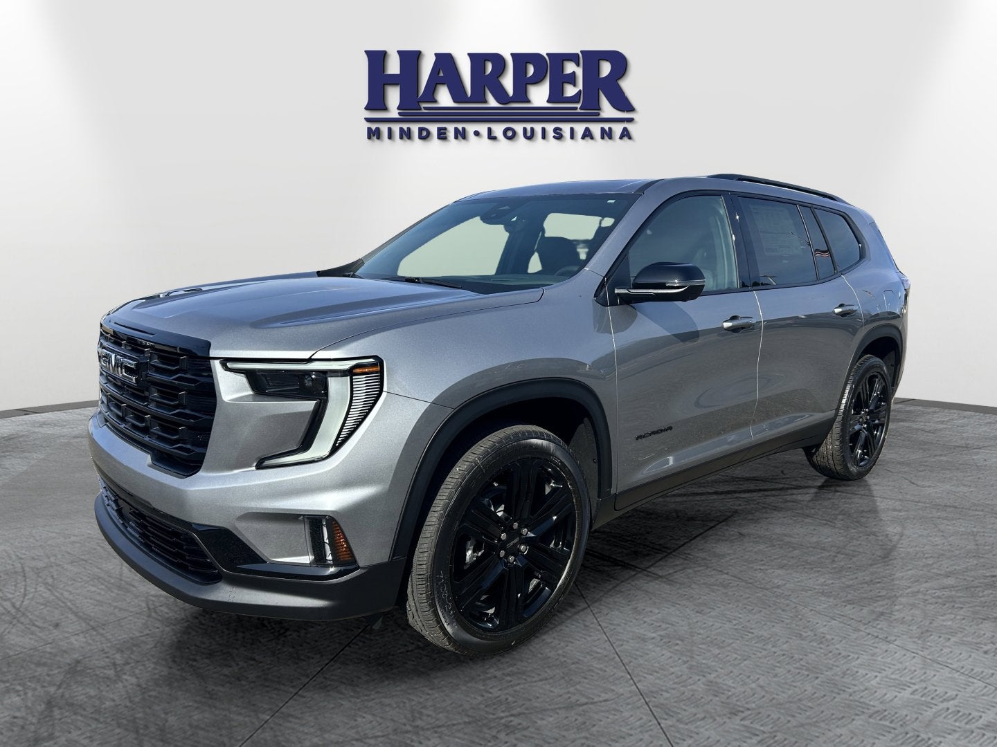 2026 GMC Acadia Elevation in Sterling Metallic — front three-quarter view