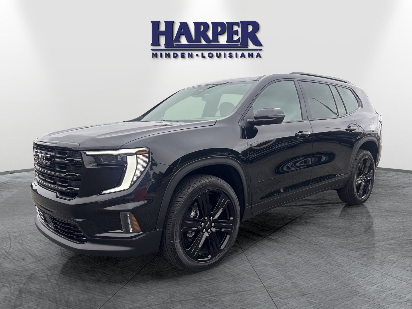 2026 GMC Acadia Elevation in Ebony Twilight Metallic — front three-quarter view